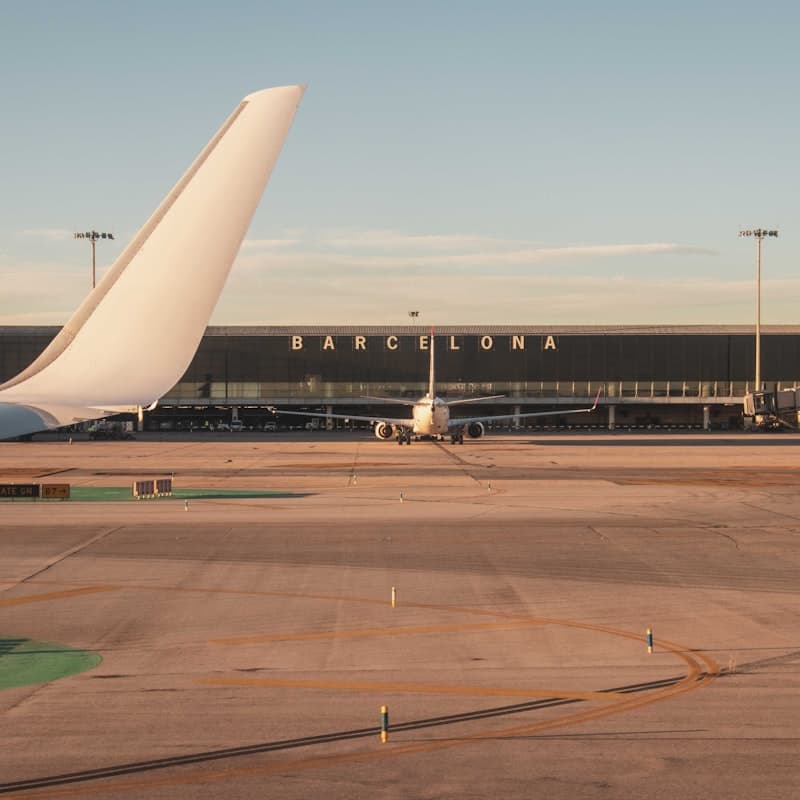 Airplane at airport terminal